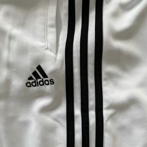 Adidas boys Tiro track pants white with black stripes